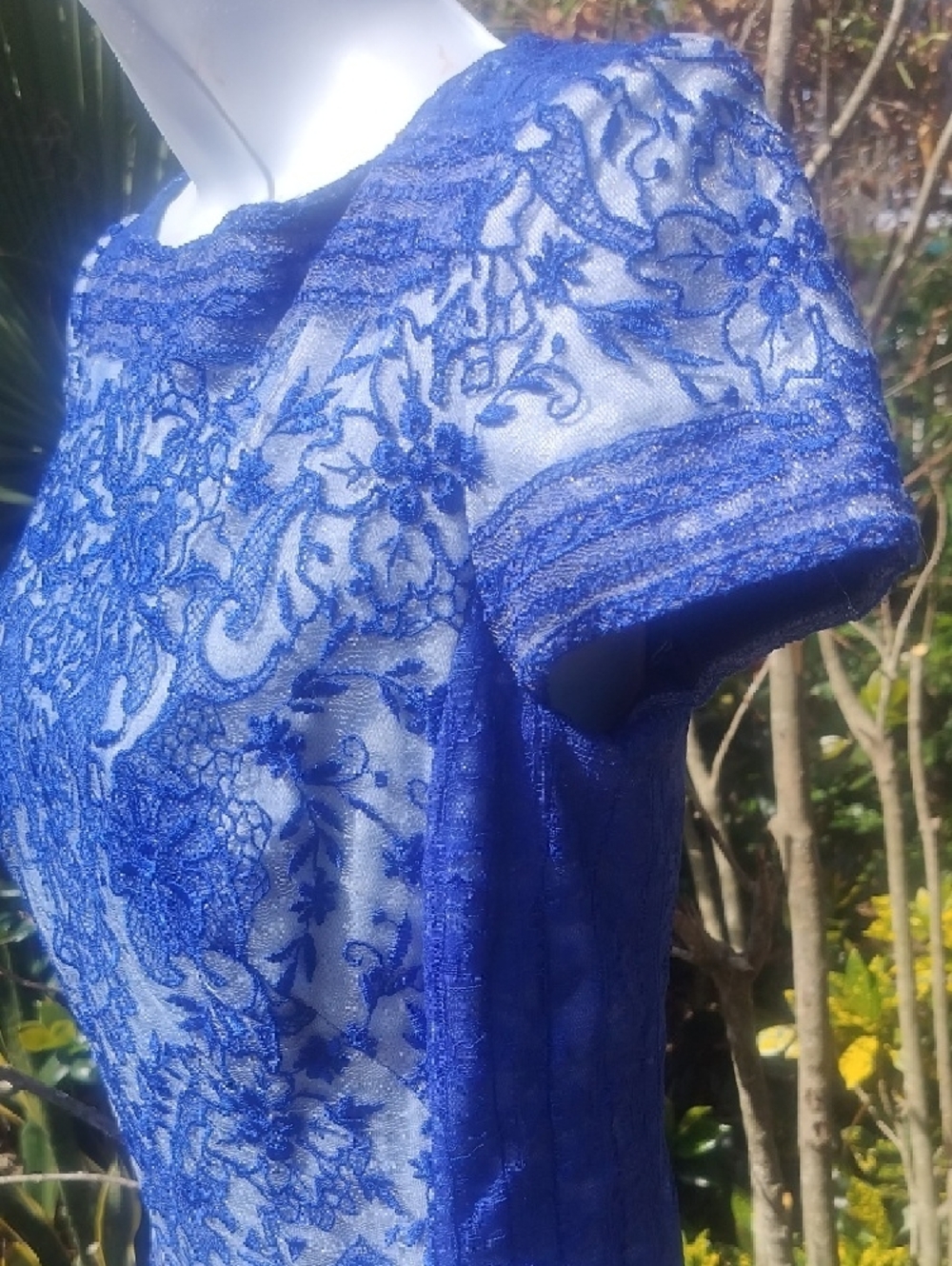 Tadashi Shoji Blue Lace Sheath Dress - Elegant Women's Dress Size 2 - Picture 3 of 13